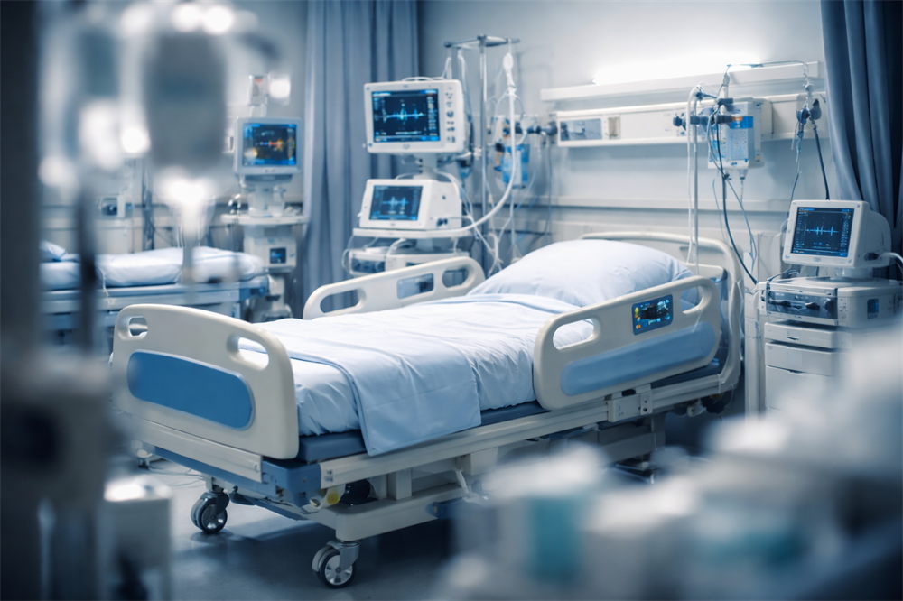 ICU hospital bed configuration for critical care patient management