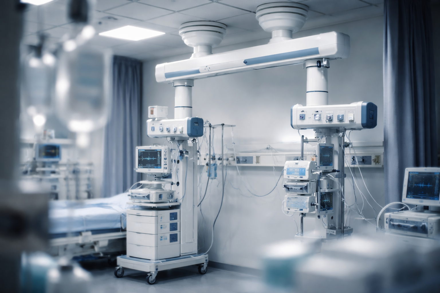 ICU medical pendant system for integrated gas power and equipment support