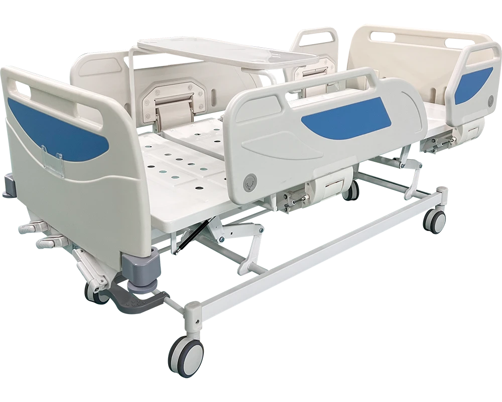Manual Three Crank Adjustable Hospital Bed with ABS Side Rails