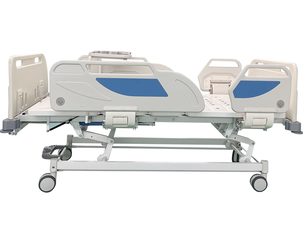 Manual Three Crank Adjustable Hospital Bed with ABS Side Rails