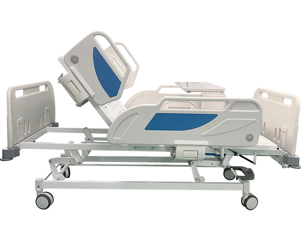 Manual Three Crank Adjustable Hospital Bed with ABS Side Rails